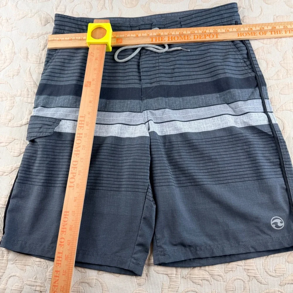 Ocean Current Mens Board Shorts Charcoal Grey Striped Surf Swim Trunks Size 32
